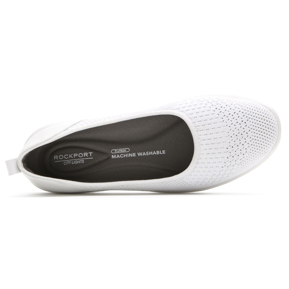 Rockport Slip-Ons Dame Hvite - Ayva Washable Strikke Ballet - FTDH25670